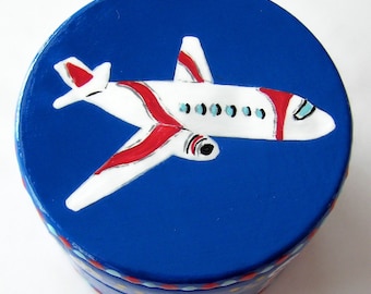 Hand Painted Love Boxes Airplane Box Blue