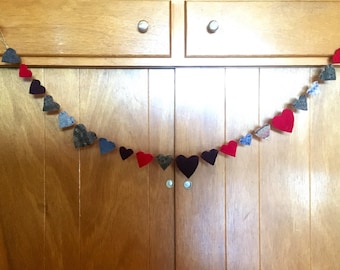 Heart Garland - Upcycled Wool