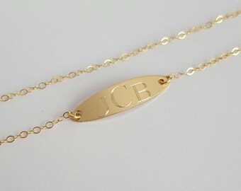 Engraved Initials, Monogram Jewelry, Delicate Bracelet, Dainty Bracelet, Gold Filled, Personalized Jewelry, Bridesmaid Gift, Girl Gift