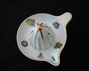 Vintage 1930s Limoges Orange Citrus Reamer Ceramic Juicer, FRANCE