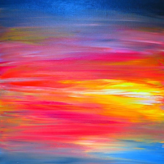 BRIGHT HORIZONS Bold Colorful FIne Art Print Rainbow Pink