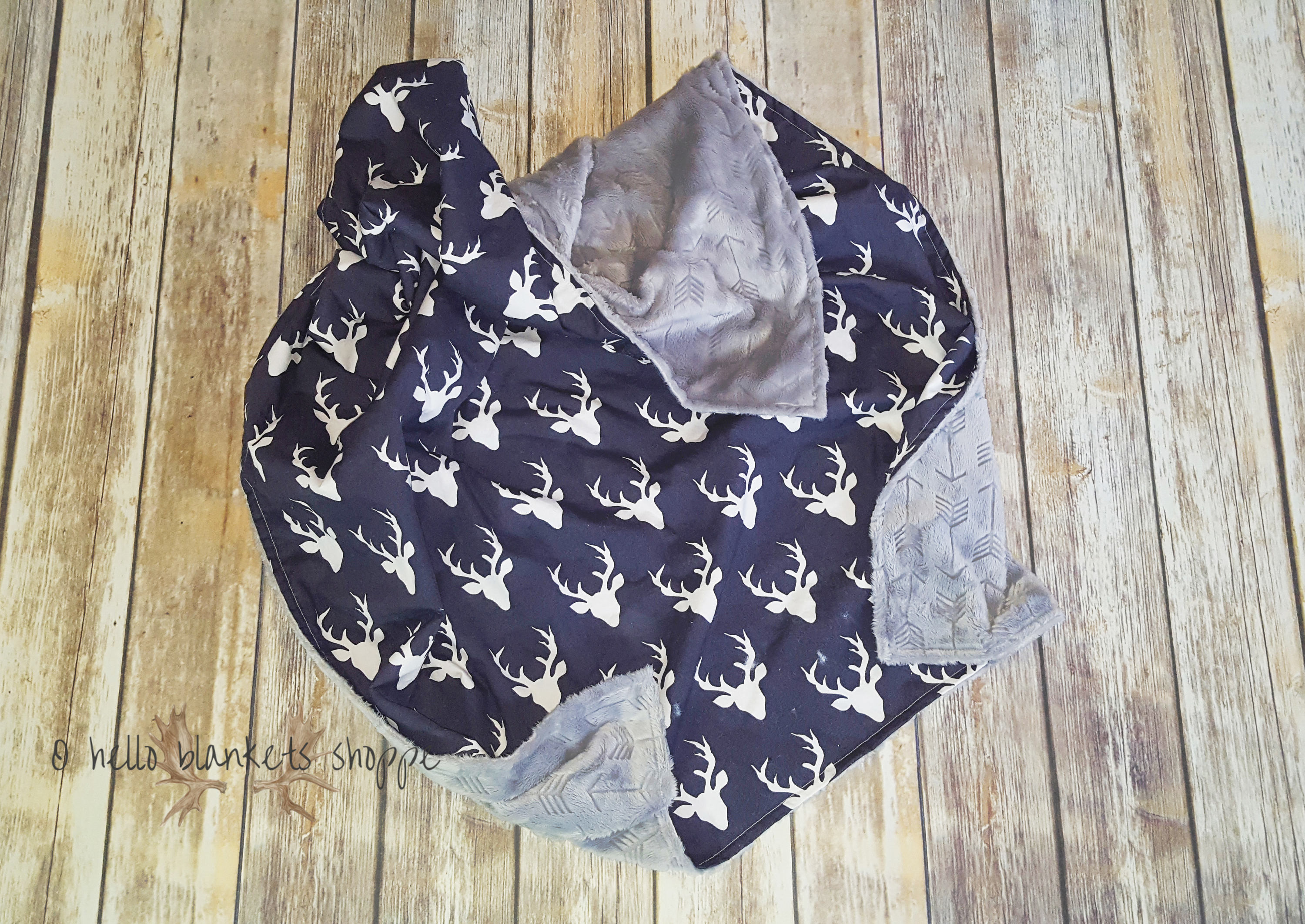 Minky Baby Blanket Deer baby Blanket Baby boy Blanket Navy