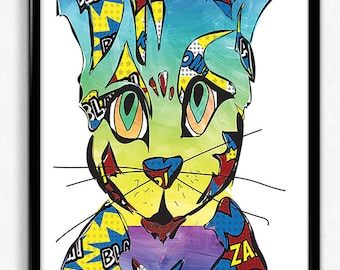 Kristoff The Kung-Fu Cat A3 giclee print