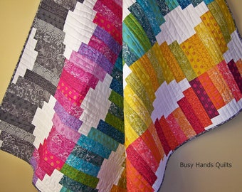 Modern Lap Quilt-Handmade Blanket-Gifts For Her-Throw Quilt-Sofa Throw-Rainbow Quilt-Alison Glass-Quilts For Sale-Bed Coverlet-Ready to Ship