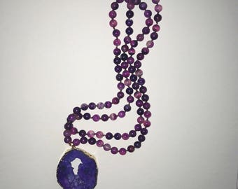 Purple Marble & Druzy necklace
