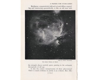 1946 NEBULA in ORION lithograph - original vintage print - celestial astronomy - from Yerke's Observatory
