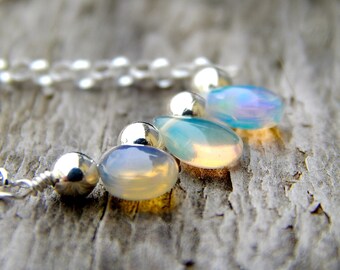 Sterling silver opal jewelry, Ethiopian opal jewelry, October birthstone jewelry opal, gift for wife, Ethiopian opal necklace