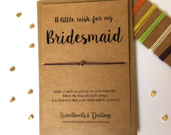 A little wish for my bridesmaid, bridesmaid gift, bridesmaid wish string bracelet, bridesmaid bracelet, bridesmaid proposal