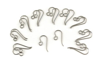 Titanium Earwires / Earring Findings - 10 Pairs of Hypo Allergenic, Nickel free, nontarnish Looped French / Shepherds Hook Earring Findings