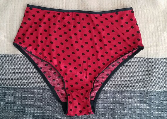 SCARLET high waisted underwear in red and black polka dot