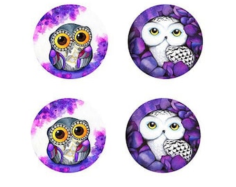 12mm, set of 2 pairs of owls