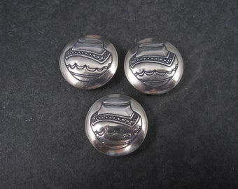 Lot of 3 Vintage Native American Sterling Button Covers