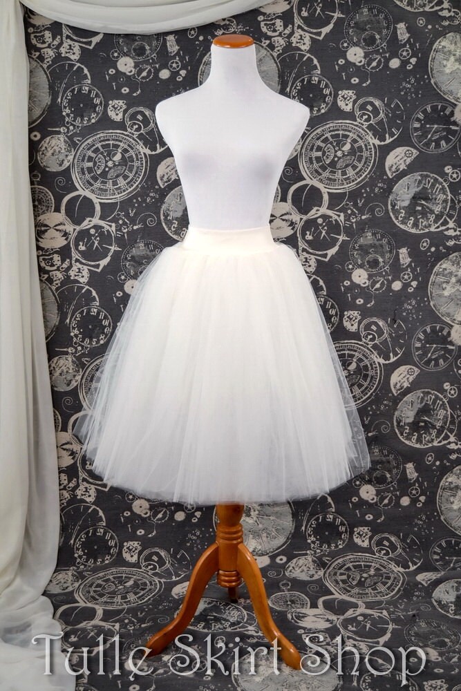 Ivory Tulle Skirt Adult Knee Length Tutu With Stretch Lycra 