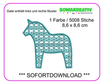 Embroidery File Dala horse 8.6 x 8.6 cm-Instant download