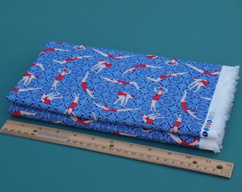 1/2 Yard Novelty Cotton Fabric Swimmers and Divers