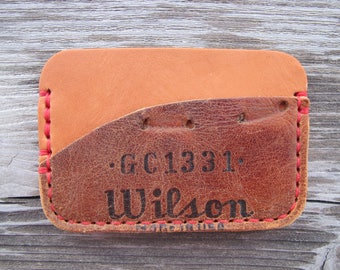 Vintage Baseball Glove Leather Two Pocket Card Wallet Case - Wilson GC1331