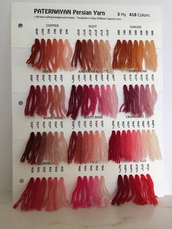 color card chart with vintage paternayan persian 3ply paternayan yarn conversion chart