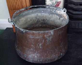 Turkish Copper Pot, Fireside Pot With Handle, Antique Pot