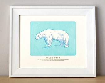 Polar Bear, Letterpress Print