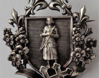 Rare old brooch St. Joan of Arc