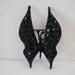 Brooch Butterfly Black Metal with Black Rhinestones Vintage Dark Statement Piece