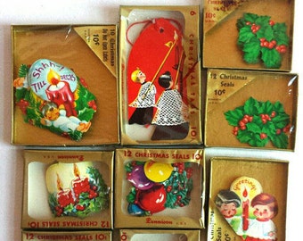Vintage Dennison Christmas Sticker Lot - 6 Unopened Packages