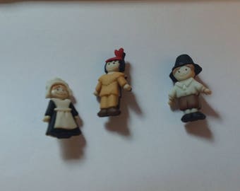 Thanksgiving Pilgrim Button Set