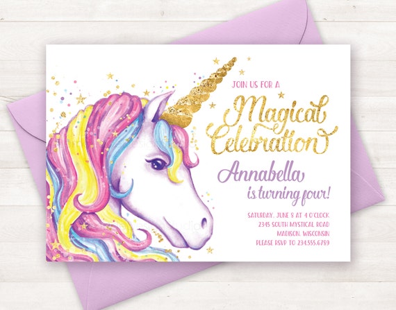 Unicorn Invitation Unicorn Birthday Invitation Unicorn Party