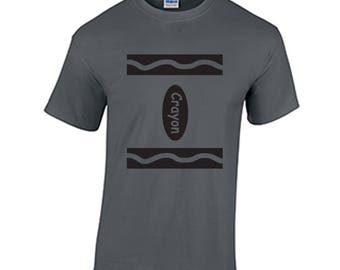 Crayon Design Halloween Shirt Adult Unisex Trick or Treat T-Shirt Halloween Costume Shirt Crayon Charcoal MANY COLORS Available