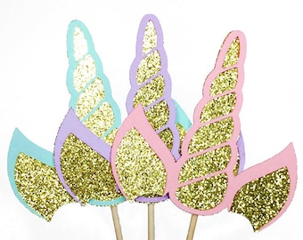 Unicorn Cupcake Toppers, Unicorn Party Decorations, Mystical Party Decorations, Birthday Party Decorations, Unicorn Cake Topper Decorations