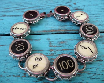 Typewriter Key Bracelet - Antique Typewriter Jewelry - B5004 - Random Keys