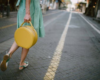 Crossbody Bag, Vegan Bag, Unique Bag, Cross Body Bag, Travel Purse, Travel Case, Yellow Bag, Fabric Handbag, Gift For Her, Round Bag