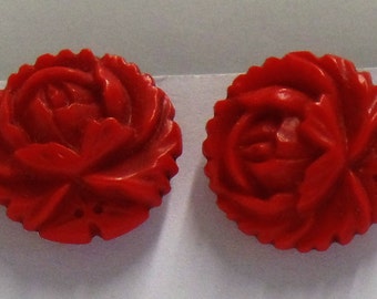 Vintage Rose Clip Earrings