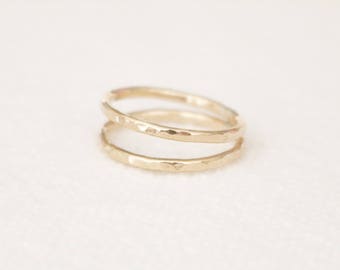 Gold double shimmer ring, gold ring stack, double ring, hammered ring, statement ring, gold ring, hammered gold ring, gold rings, boho ring