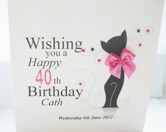 Handmade Cat Birthday Card