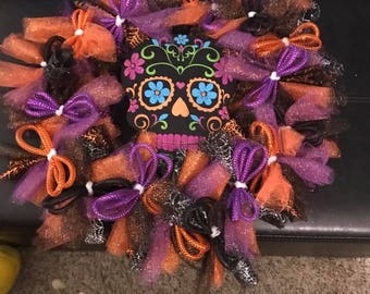 Day of the Dead Sugar Skull Wreath