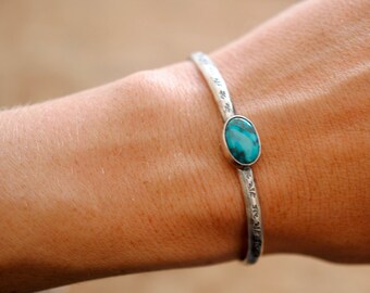 Stamped Turquoise Cuff | Sterling Silver