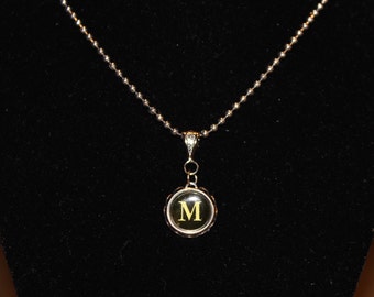 Vintage Typewriter Key Initial Necklace