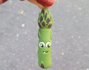 Polymer clay asparagus charm, veggie charm, vegetable charm
