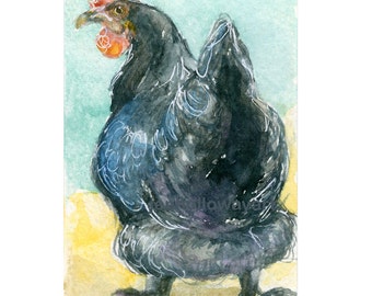 Watercolor Hen, Chicken Print, Hen Print, Chicken Art, Hen Art, Poultry Print