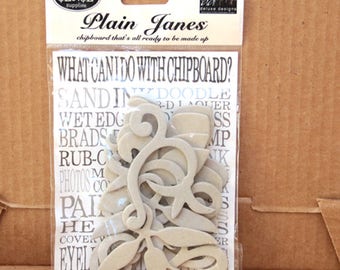Plain Janes chipboard Decorative Accents-12 pieces