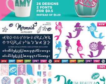 Download Mermaid tail font | Etsy