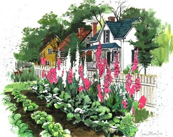 Watercolor of a Charming Cottage