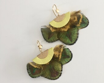 Amazon Yellow Peacock earrings