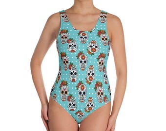 Day of the Dead Sugar Skull Dia de los Muertos Swimsuit