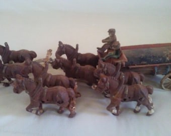 Cast Metal Horse and wagon