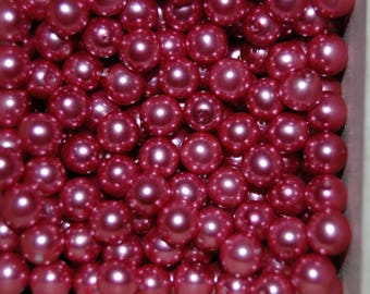 8 pearls round 8mm pink glass Pearl