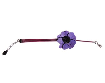 Bracelet anemone leather full grain cowhide offset asymmetrical