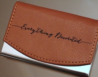 Custom Engraved Leather Business Card Holder, Groomsmen Gift, Personalized Business Card Case, Groomsman Gift, Wedding Favor