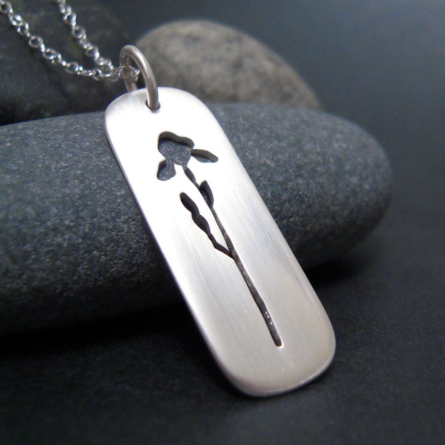 Iris necklace sterling silver iris necklace handcut iris